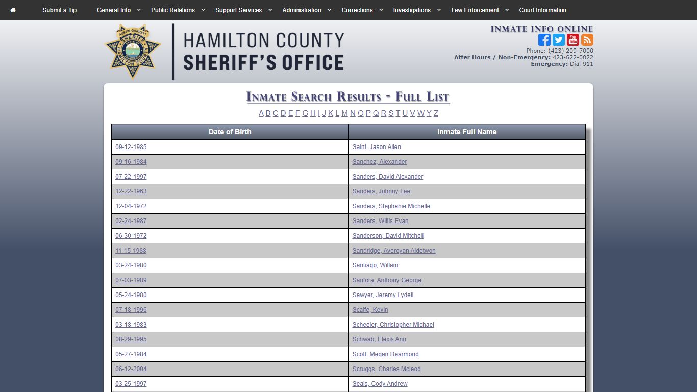 HCSO-Corrections-Inmate Information Online